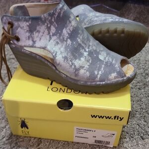 Fly London Women's Blue Wedge Sandals